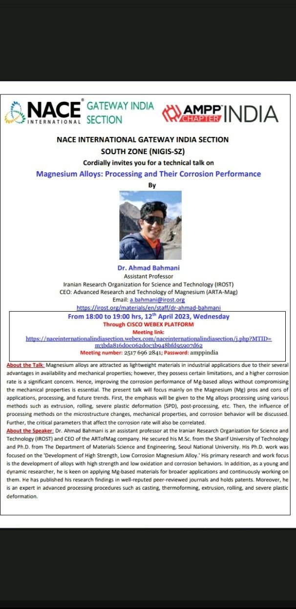 NACE India Talk- Chanai Uni- Ahmad Bahmani